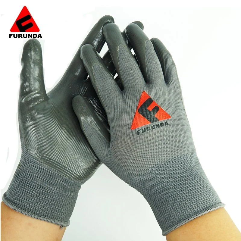 قفازات العمل المقاومة للعمل الصناعي Nitrile Coated Industrial Hand Safety للحماية من العمل لمدة حديقة بناء