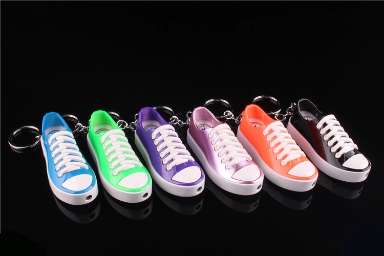 Made in China Creative Design Canvas Shoe Shape Gas Lighter with Key Chain Flat Shoes Inflatable Lighter