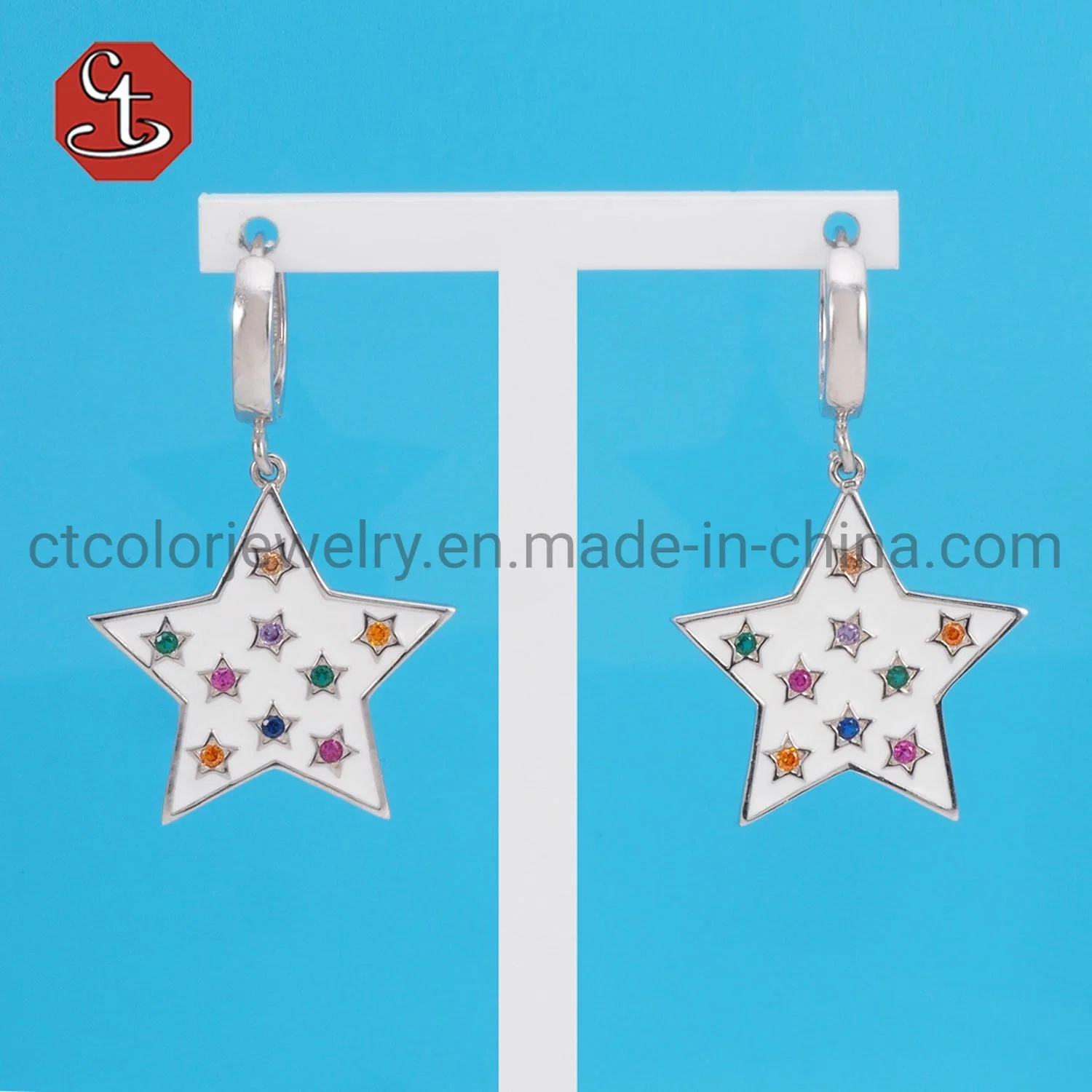 Women's Colourful Enamel White CZ&#160; Earrings Fashion Accessories Gifts