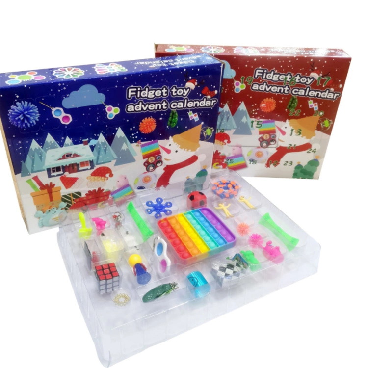 Ensemble de jouets à motif de pigeonnant Calendrier de l'Avent des jouets à bulles sensorielles Kit pour enfants adultes