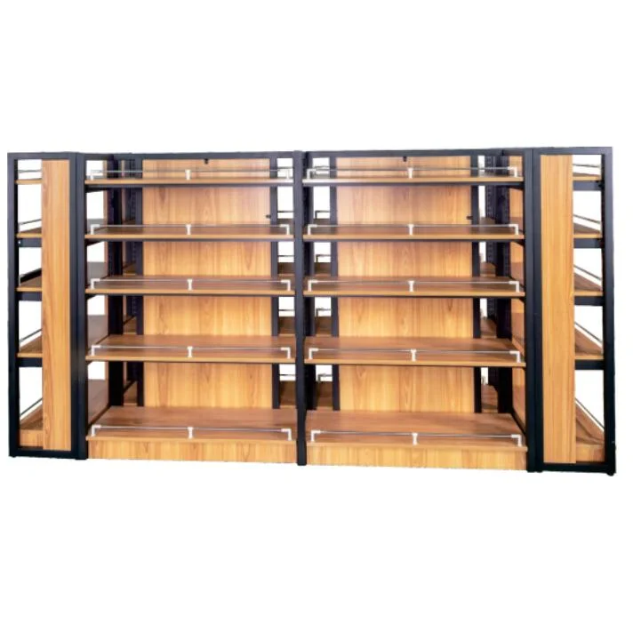 Equipamiento de supermercado MDF Mostrar Miniso Racks estantes de acero de madera