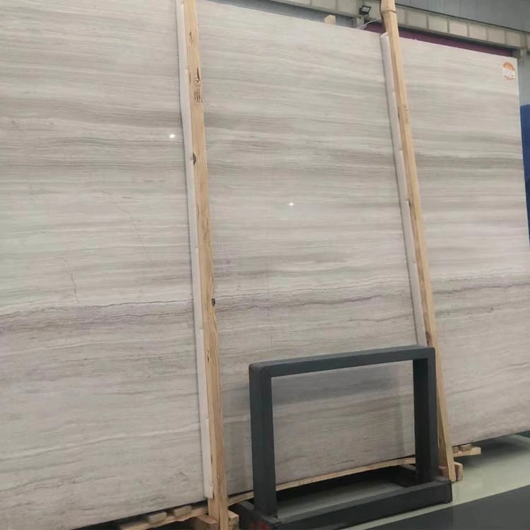 Chinese Polished/Honed Finsh White Wooden Veins Marble Slabs for Wall and Flooring Tiles