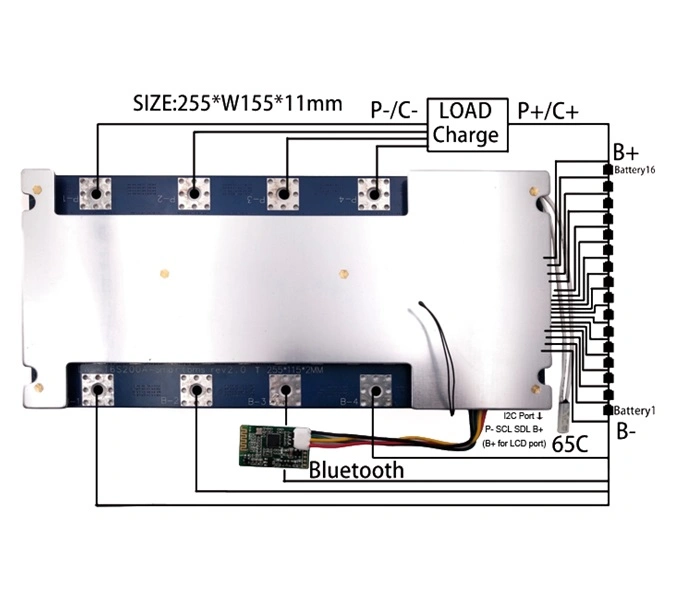 4S-16 LiFePO4 BMS ЖК-дисплей I2c Bluetooth APP беспроводного узла связи ПК системной платы