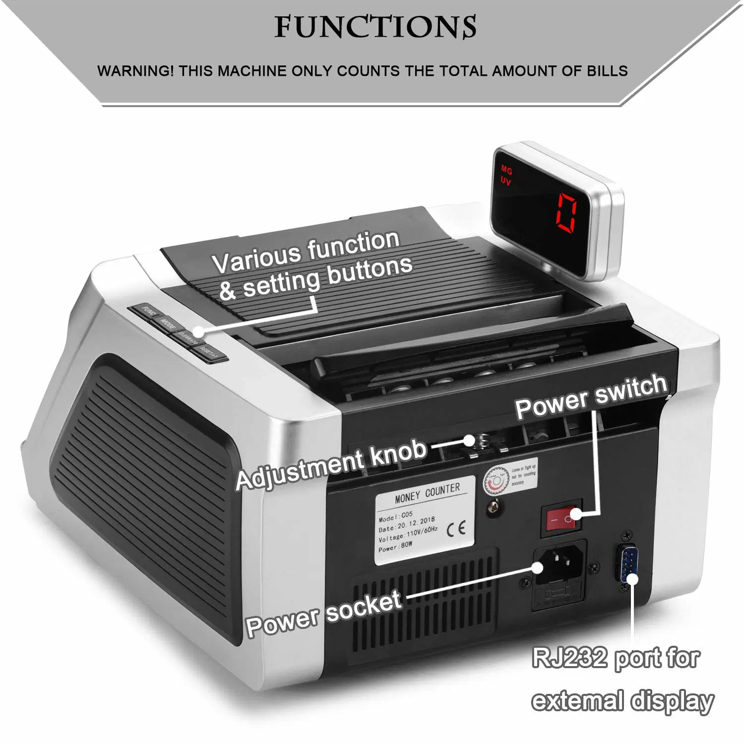 Wl-C05 High quality/High cost performance  Professional High Accuracy Multi-Currency Cash Deicriminator Economic Bill Counter Money Counter