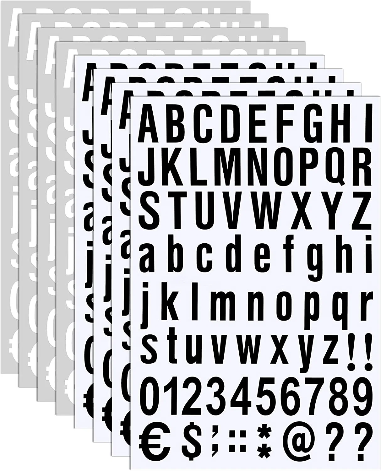 8 Sheets White Black Self Adhesive Vinyl Letters Numbers Sticker for Mailbox, Signs, Window, Door, Cars, Home, Business, Address Number Home Decorations