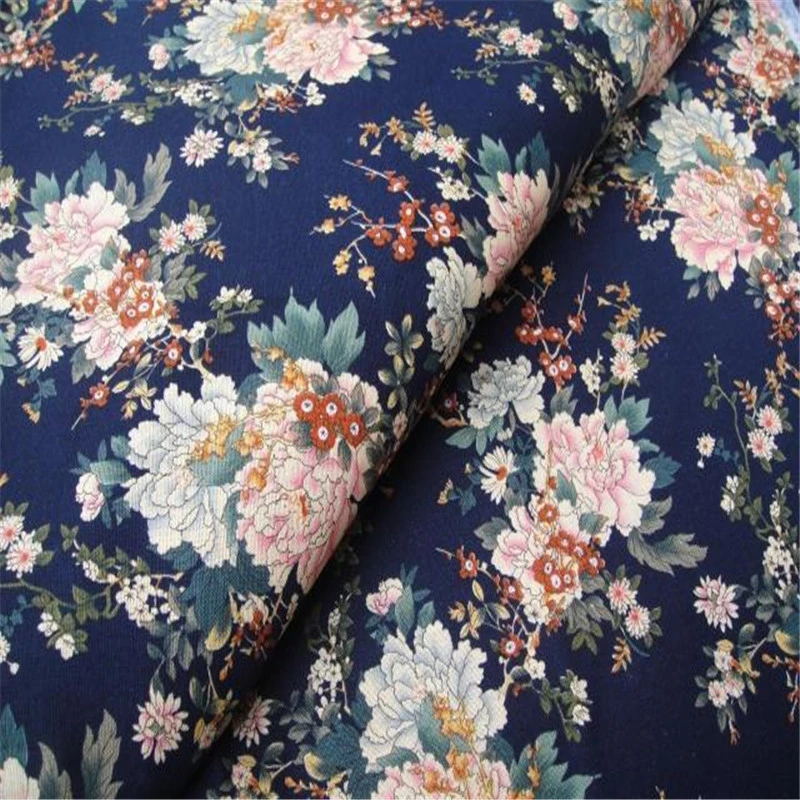 Breathable Eco-Friendly Light Floral Custom Printing Linen Cotton Fabric