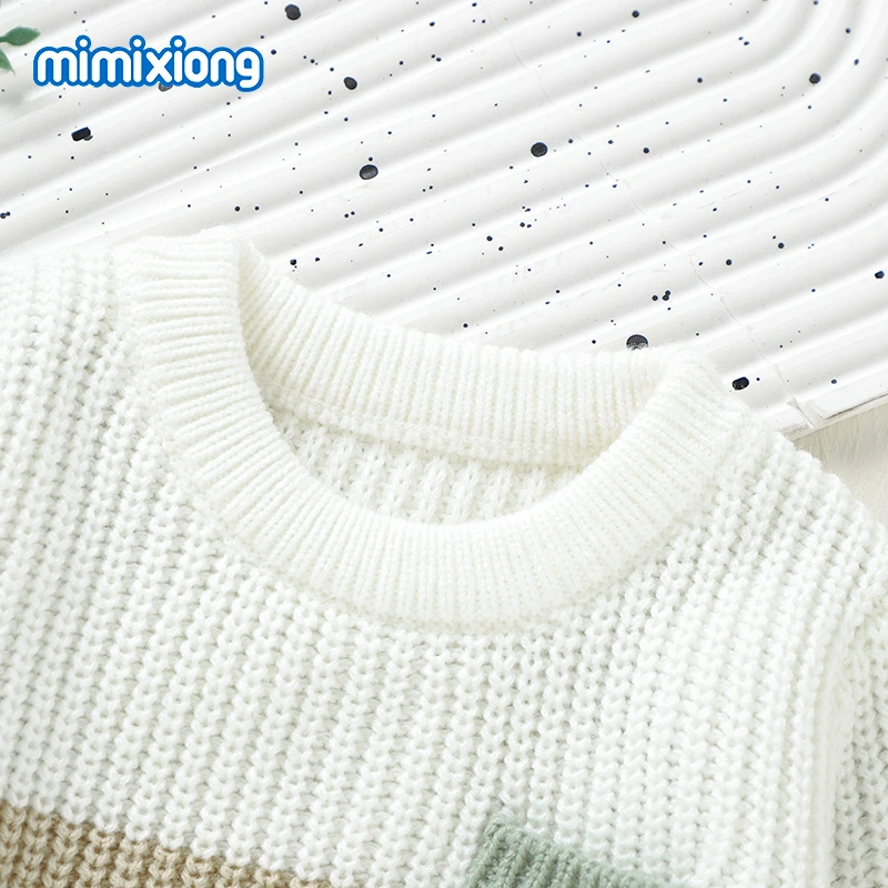 Casual Knitted Baby Sweater O-Neck Multi-Color Pullover