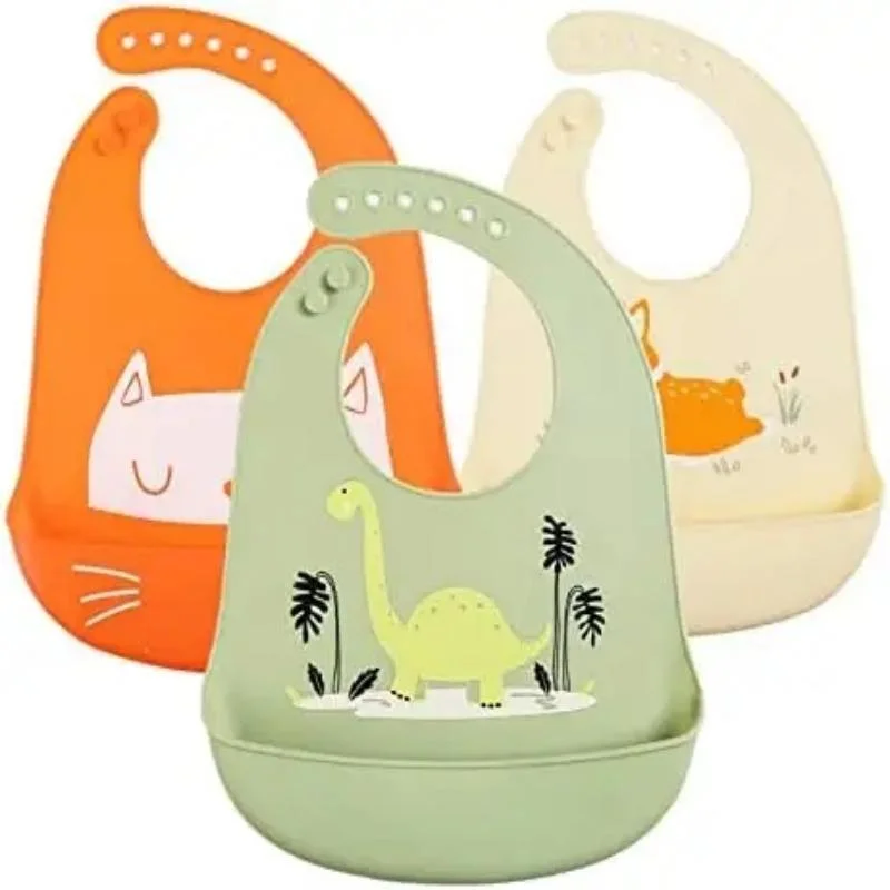 Silicone Baby Bibs Soft Material Customizable for Baby Waterproof Animals