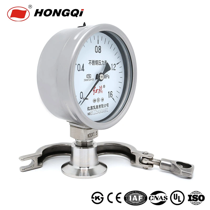 Dry or Oil-Filled Sanitary Clip Hoop with Diaphragm Pressure Corrosion Resistant Pressure Gauges