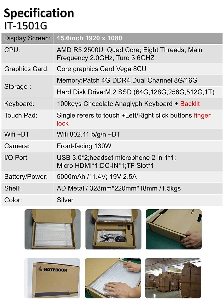 China New15.6 Inch Cheap Slim Laptop Ryzen R5 Laptop Computer