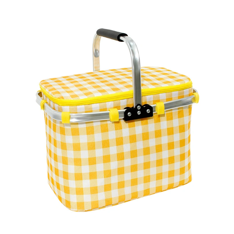 (WD12968) New Aluminum Frame Picnic Basket Autumn Travel Camping Equipment Portable Waterproof and Moisture-Proof Picnic Bag Manufacturers Wholesale/Supplier