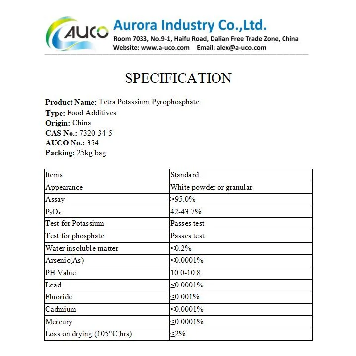 Tetra Mayorista/Proveedor pirofosfato de potasio CAS 7320-34-5