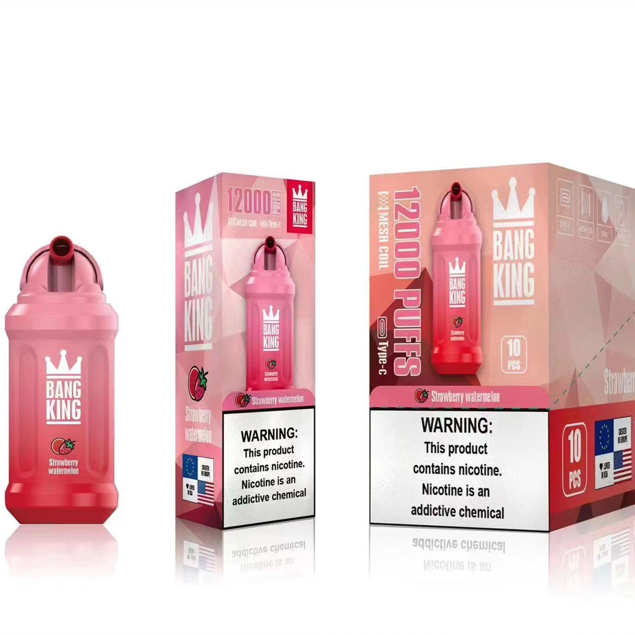 100% Original Bang XXL Vapor King 12000puffs Ecigarettes Einwegpods Gerätestangen Mesh Wiederaufladbare vorgefüllte 23ml Pod im Vergleich zu Elf Bc5000 Box Randm Tornado 10K