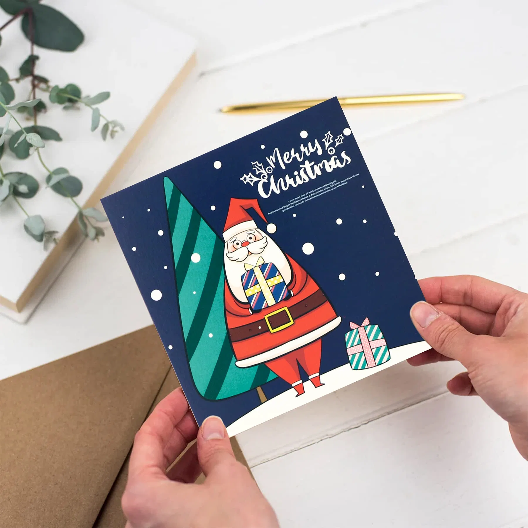 Cartoon Christmas Cards New Year Gift Blessing Greeting Envelope Xmas Greeting Cards Postcards Tarjeta De Navidad