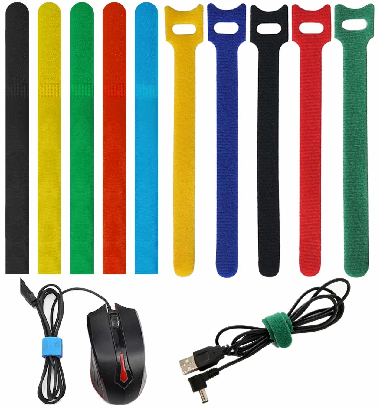 Colorful Custom Logo Double Side Self-Locking Hook and Loop Cable Wrap Tie 12*150mm