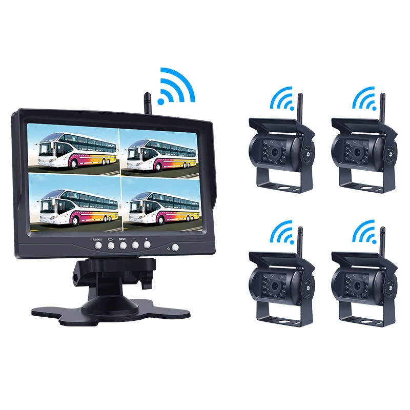 4CH Reverse Backup Vehicle WiFi Rear vue de la voiture moniteur de la voiture vue de la voiture vue de la cabine système de tableau de bord Kit de marche arrière sans fil parking WiFi Cameraproduct Description caméra: 1