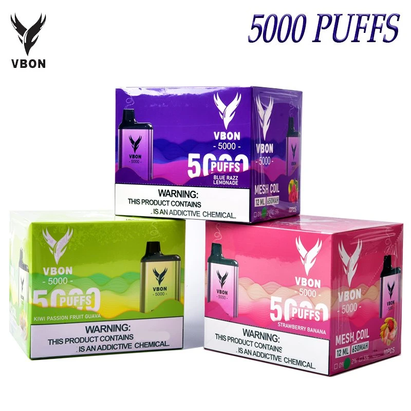 2023 Original Vbon Factory plusieurs saveurs 5000 puffs Vape jetable E cigarette