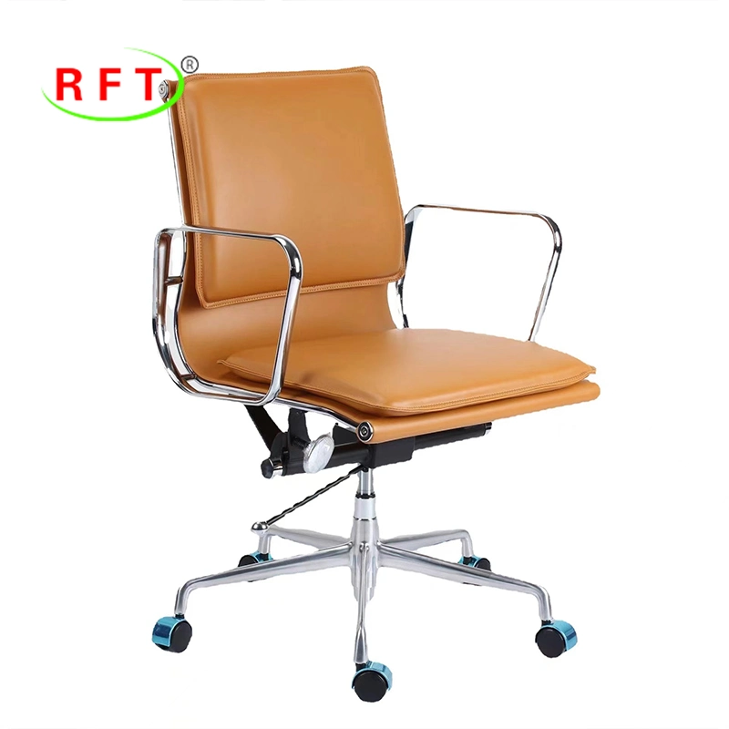 Cream PU Genuine Leather Office Furniture Swivel Executive Manager Staff Chair