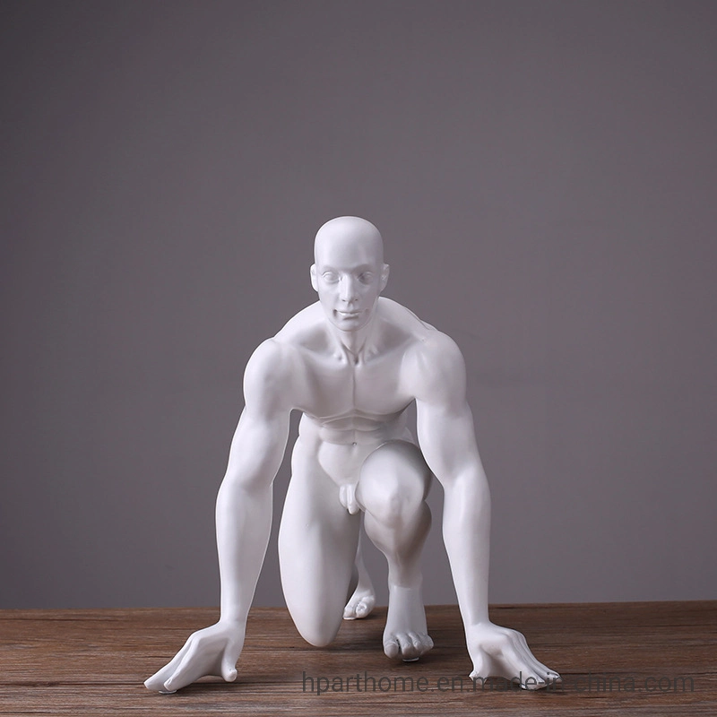 Solide blanc Running Man Accessoires de décoration de sculptures en résine