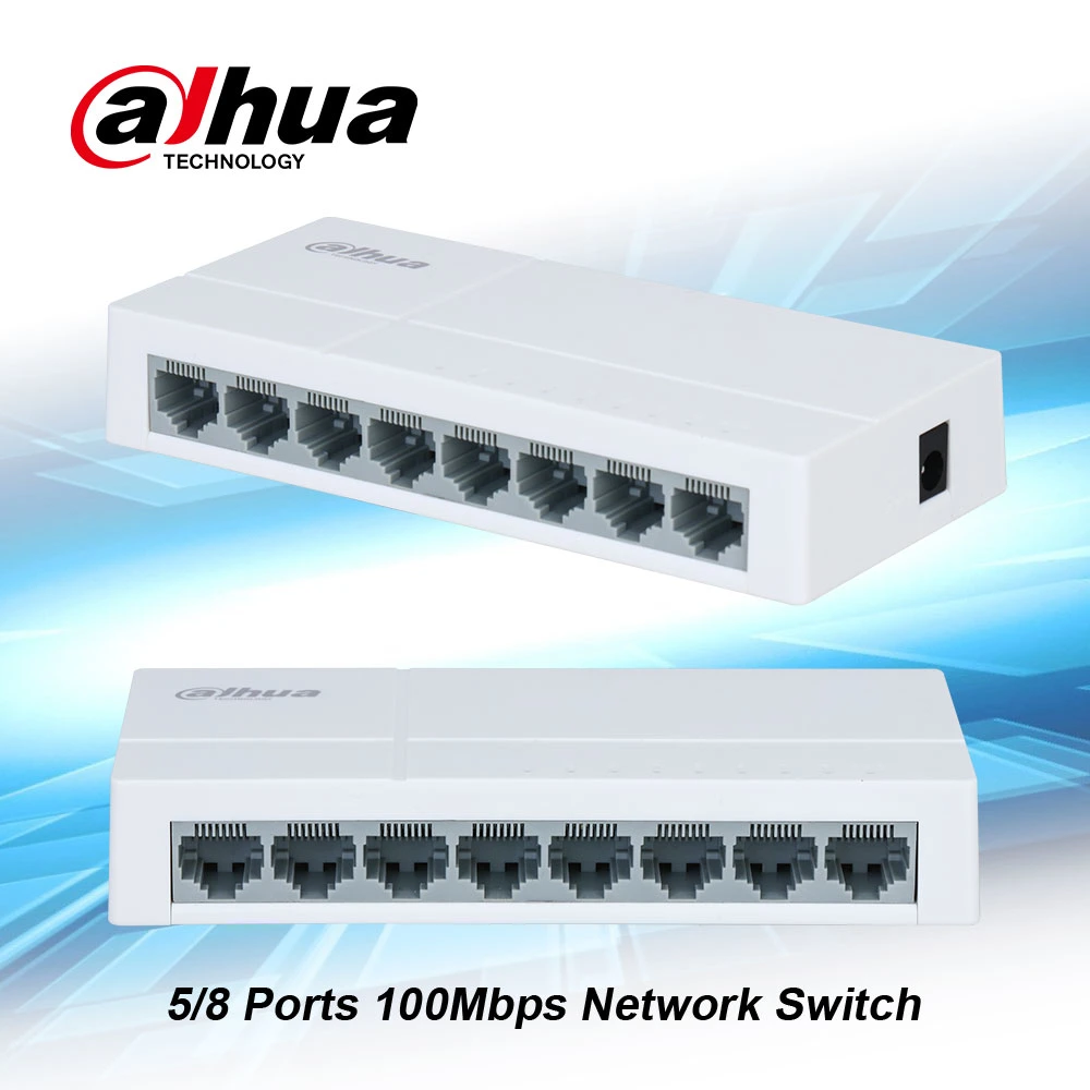 Dahua Hochwertiges Plug &amp; Play 8 Port 100 Mbps Ethernet Nicht verwalteter Netzwerk-Switch für Privat- und Geschäftskunden