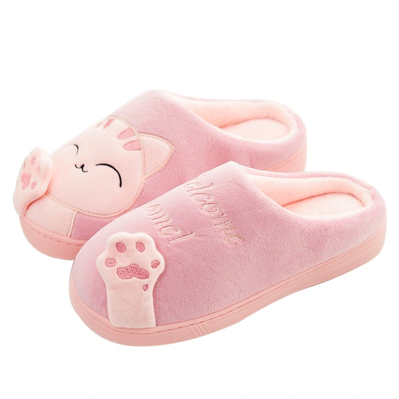 Cute Cartoon Cat Home Shoes Girls Ladies Slippers Cotton Cloth Indoor House Slippers