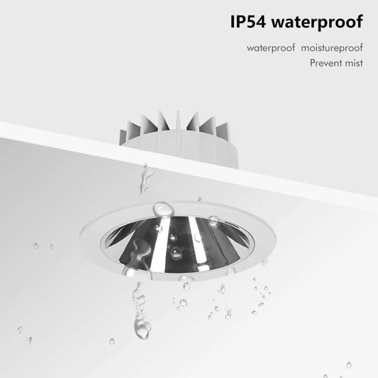 Downlight anti-reflexo à prova de água para casa de banho com iluminação LED IP65