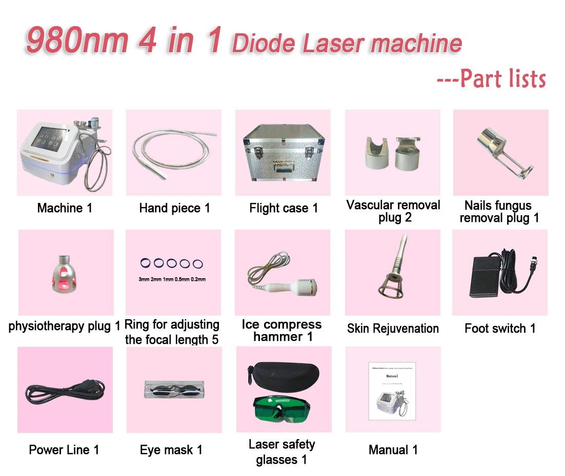 30MHz Rbs portable haute fréquence de 980nm Laser Lésion vasculaire rouge Dispositif de dépose des vaisseaux sanguins de traitement de la machine