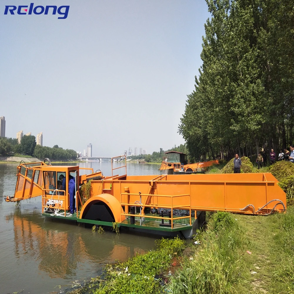 La siega automático bote/maleza acuática Harvester/ restos flotantes de limpieza de equipos de recolección de basura