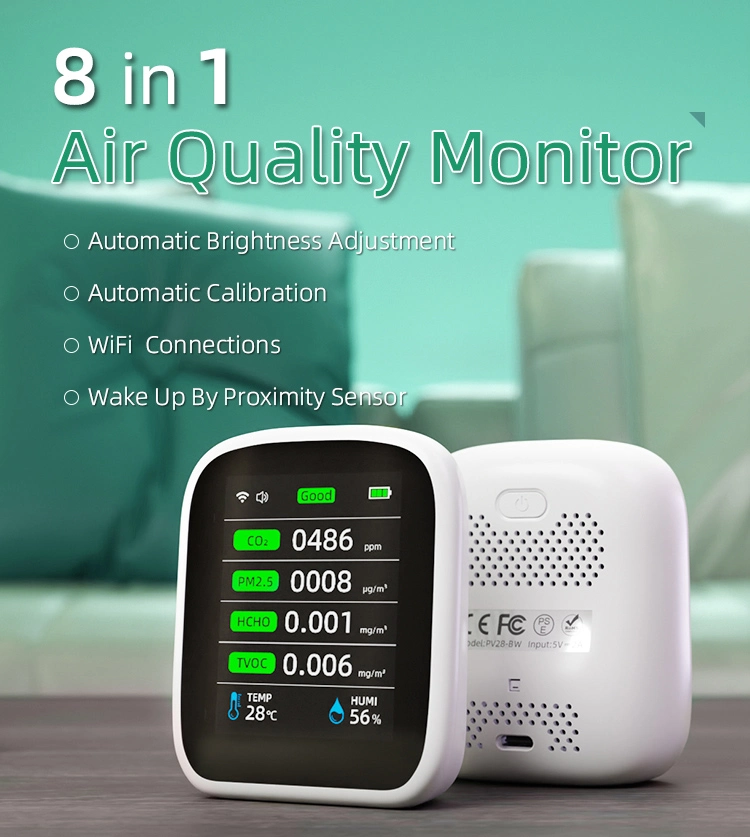 Air Quality Detector Gas Analyzer Carbon Dioxide Pm2.5 Aqi Temperature Humidity Monitor Gas Quality Detector Tuya WiFi CO2 Meter