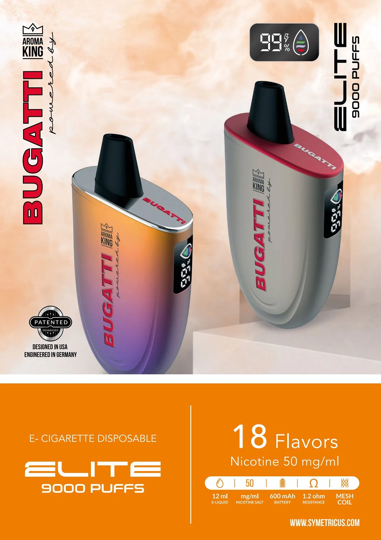 2023 Venta en caliente Aroma King Bugattti 9000puffs 12ml Randm 7K 8K 9K Elfair Ti9000puffs VAPE desechable a medida