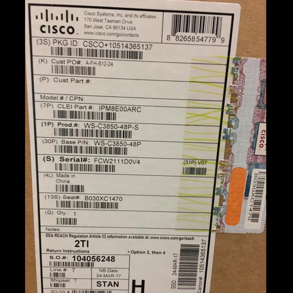 Ws-C3850-24Cisco u-L o Cisco Catalyst 3850 Upoe 24 portas de switch Ethernet LAN Base