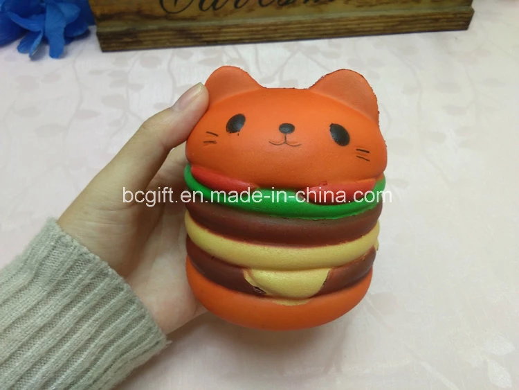 New Product 2023 Hamburger Cat Slow Rising PU Squishy Kids Children Toys Customizable Promotional