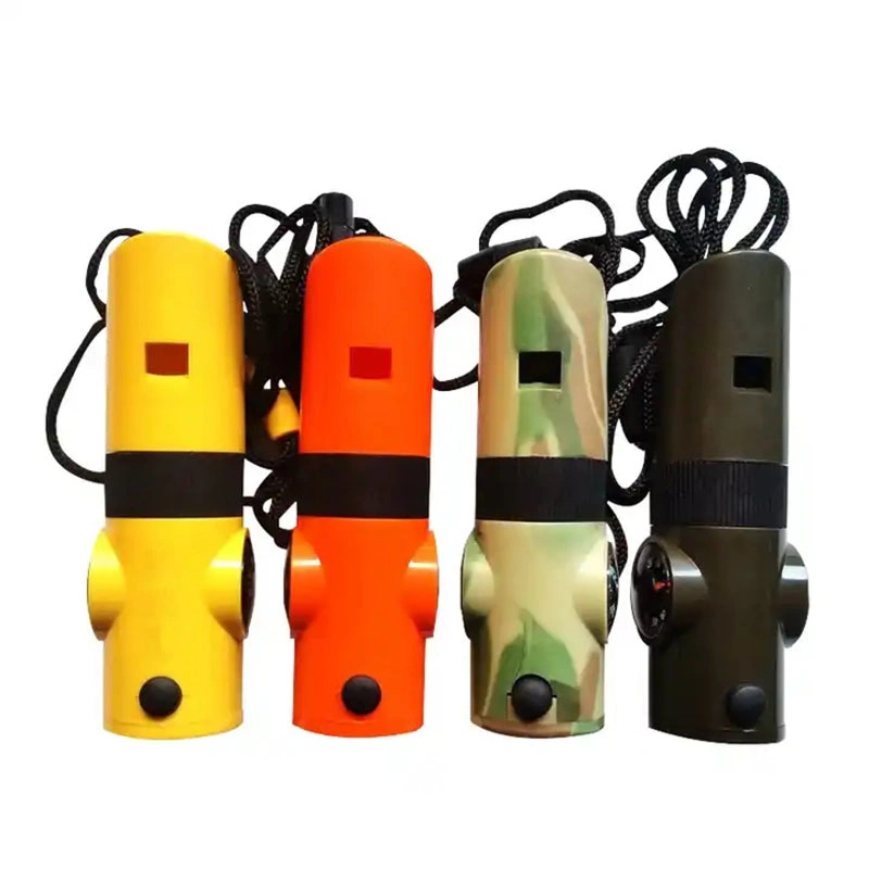 Survival Whistle Camping Xinzhongchengmultifunktionale Schlüsselanhänger Kompass 20mm Whistle Thermometer und Lupe Outdoor-Tool Survival Pfeife für Outdoor-Sport