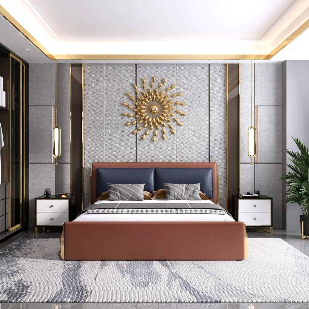 Hôtel design moderne Double King lit Queen size Chambre à coucher meubles fixés pour la vente