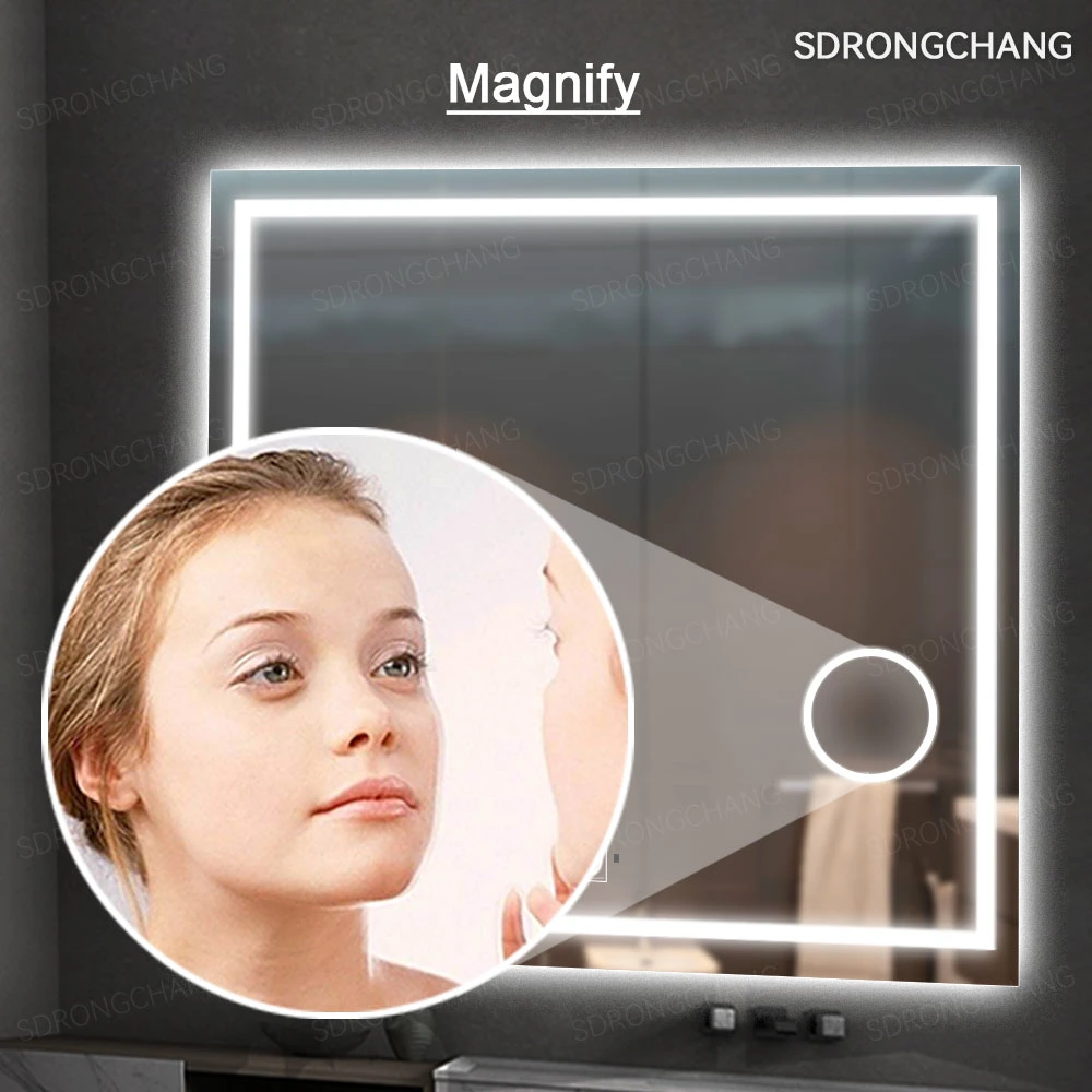 Modern Wall Mounted Hotel Vanity Smart LED Make up Dressing Bathroom Mirror