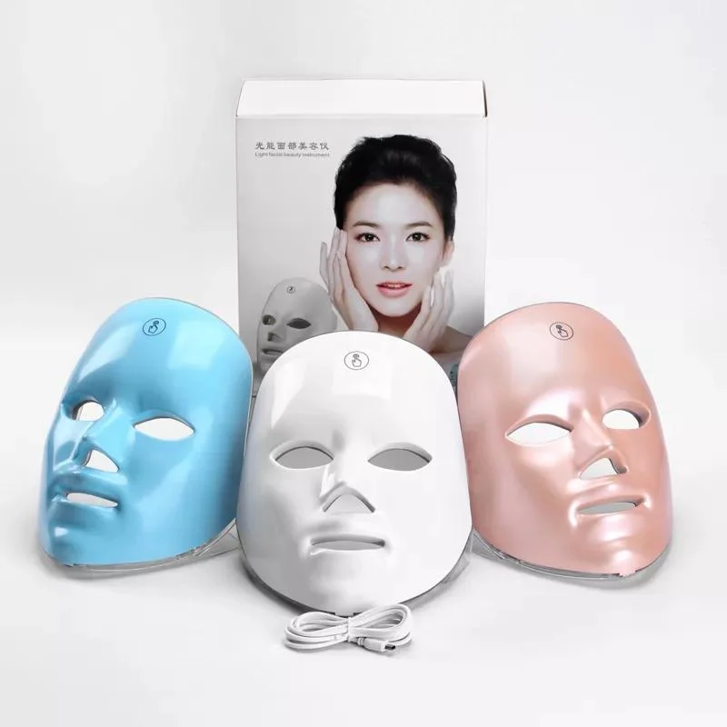 Aquecimento 7 Cores máscara facial de PDT terapia dobrável LED da lâmpada de rosto Rejuvenescimento da pele de fótons de beleza Home Use cuidado da pele