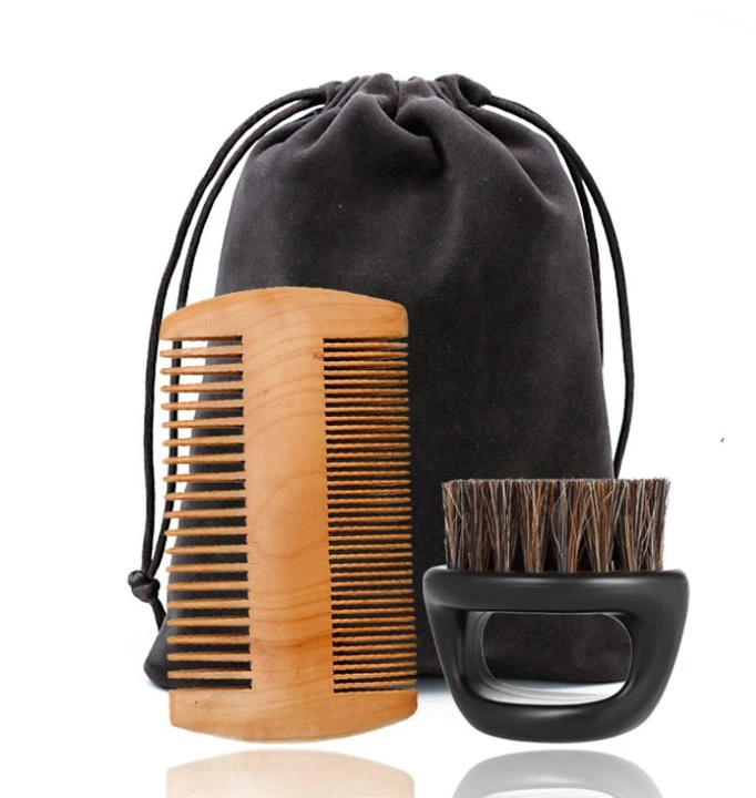 Hot Sale Men barbe de soins de couteau rasoir Peigne à cheveux en bois Bristle Brush Tondeuse barbe Set tondeuse multistyles de pliage définie pour les hommes de soins de barbe