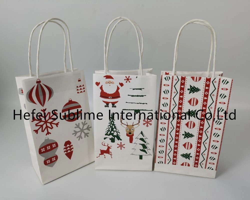 Saco de decoração de presentes de Natal sacos de papel em stock Para embalagem promocional