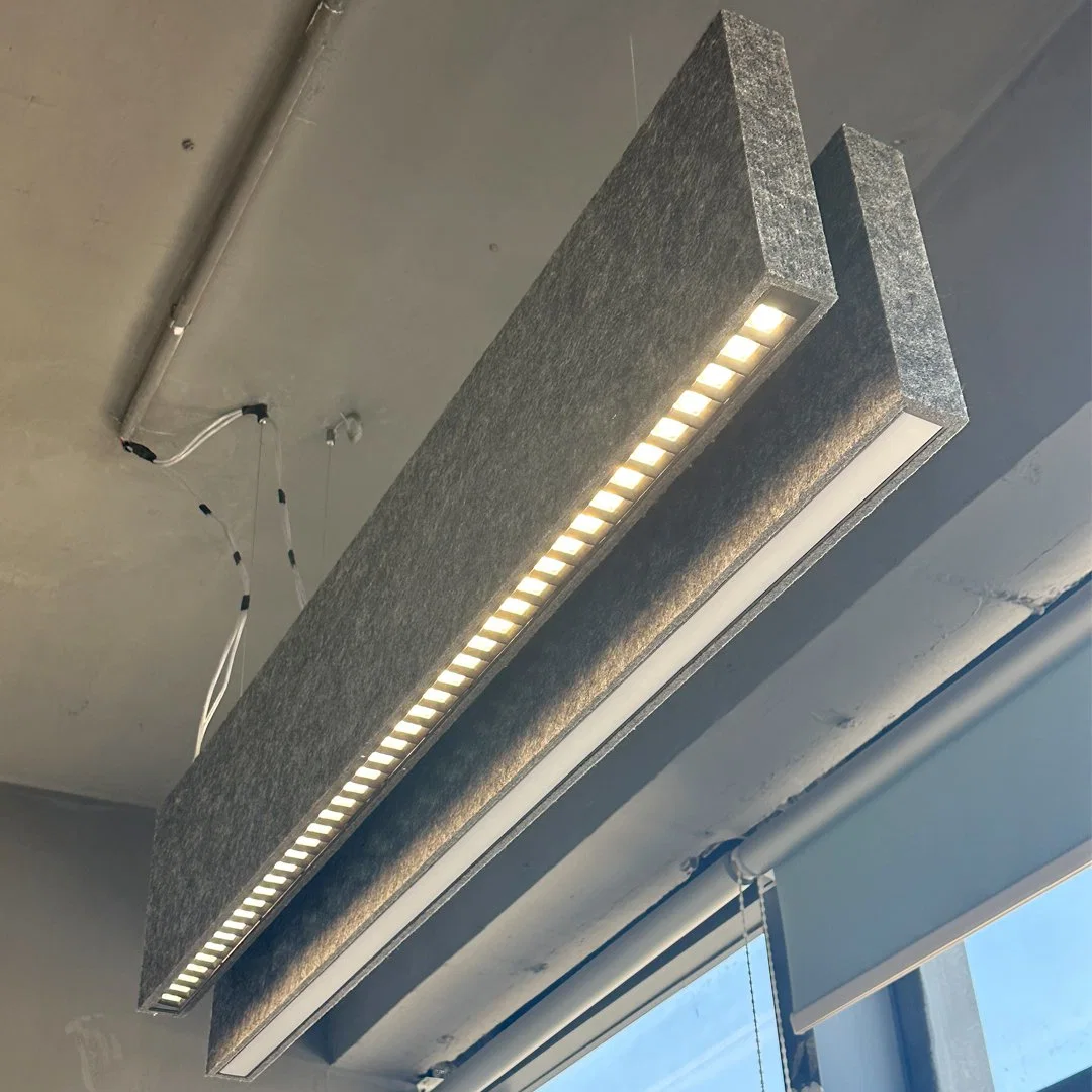 Acústica Moderno colgante Droplight lineal de la Oficina de la luz de lámpara colgante de perfil con la absorción del sonido del panel para Comedor Salon Office