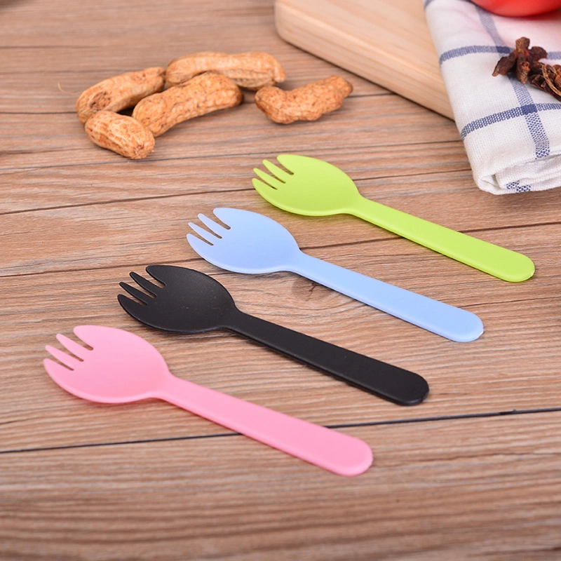 Disposable Plastic Cutlery Plastic Cake Spork Spoon Fruit Spork Spoon Thickened