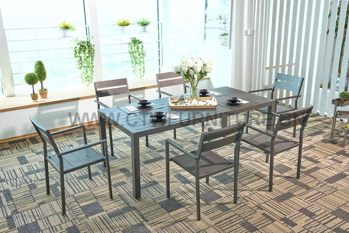 New Hot Long Table Waterproof Aluminum Simple Germany Chairs Dining Office Furniture