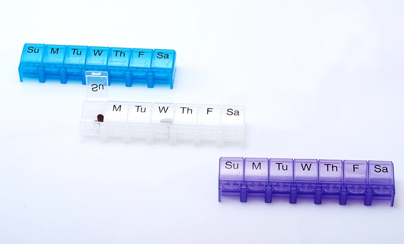 7-Day Pill Organizer, Plastic Weekly Pill Box