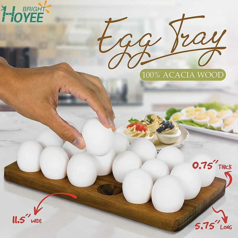 Egg Tray - Rustic Wooden Egg Holder for 18 Eggs