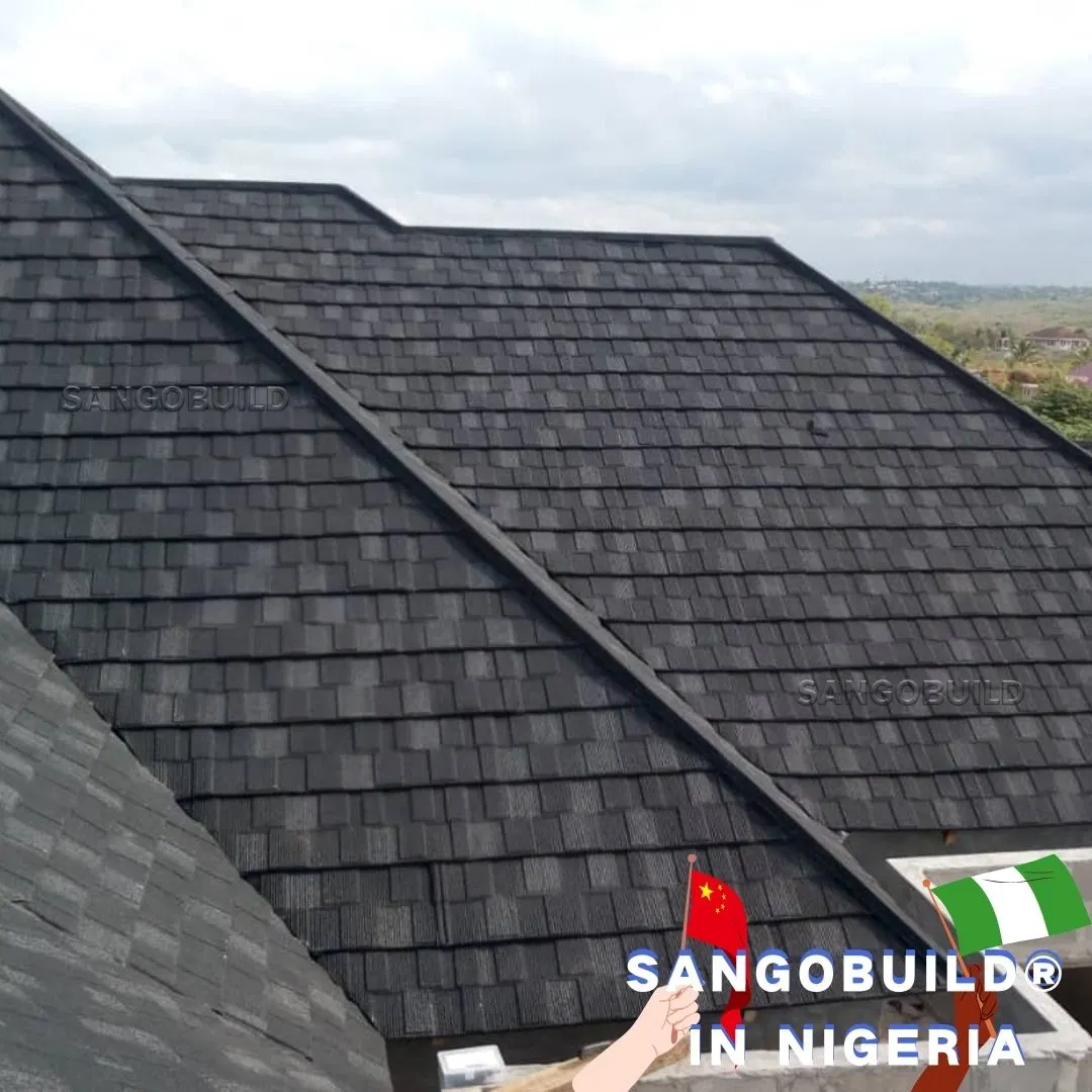 Reliable House Roofing Material, Africa Popular Stone Chips Covering Aluminum Zinc Steel Sheet, Stone Coated Metal Roof Tile Construction Building Materials