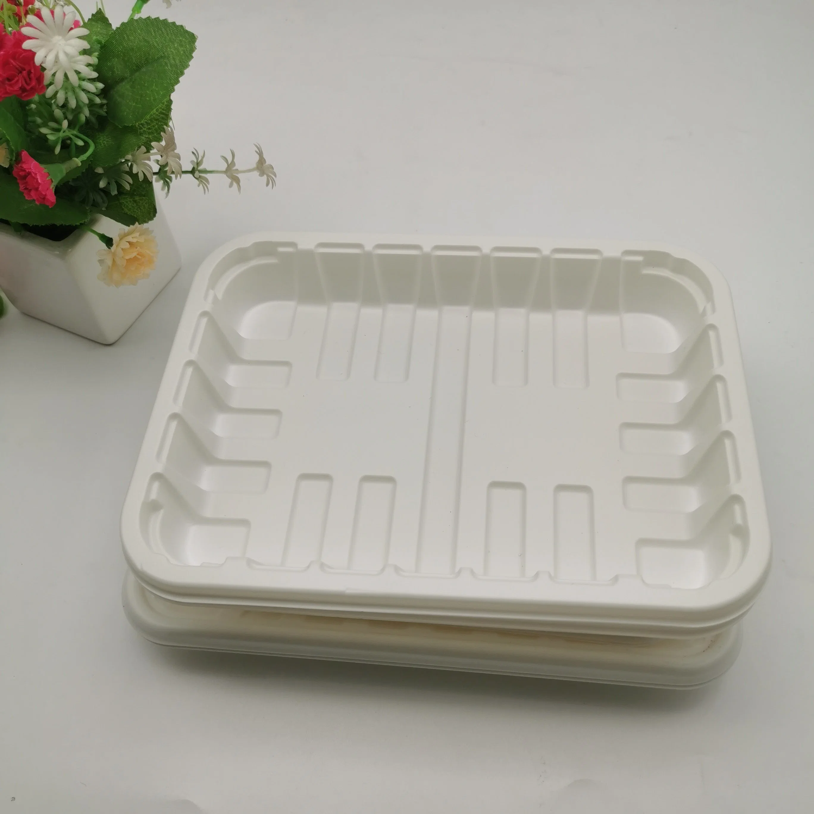 PLA biodegradables envases de alimentos bandejas de comida para llevar las bandejas de carne compostable