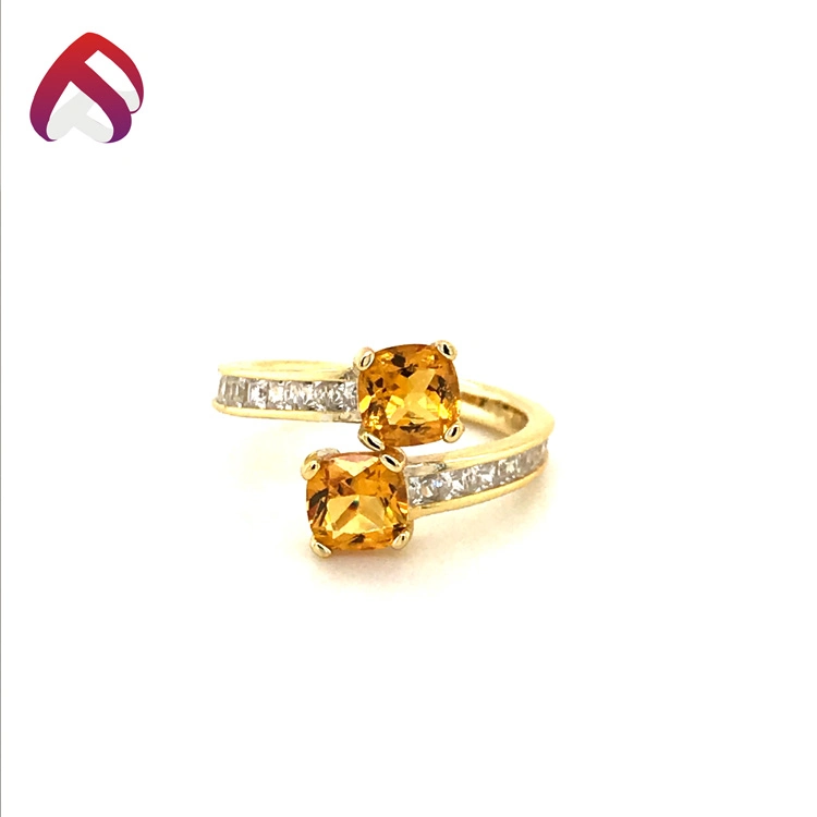 Factory Price Citrine CZ 925 Sterling Silver Adjustable Ring Jewelry for Youth