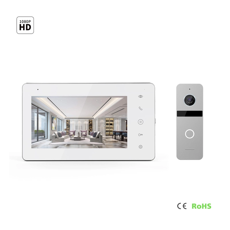 7" IPS Touch Screen Smart Doorbell Video Doorphone Interphone Home Security