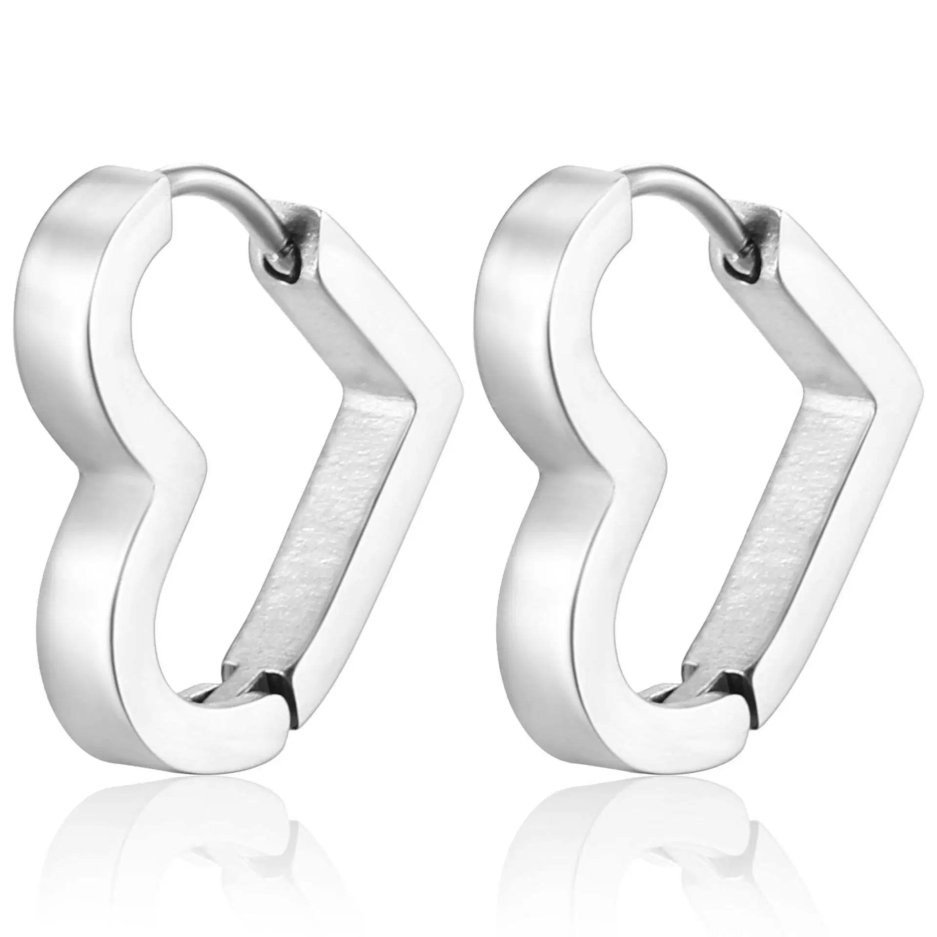 Heart Stainless Steel Gold and Silver Geometric Ear Buckle Oval Unisex Earrings