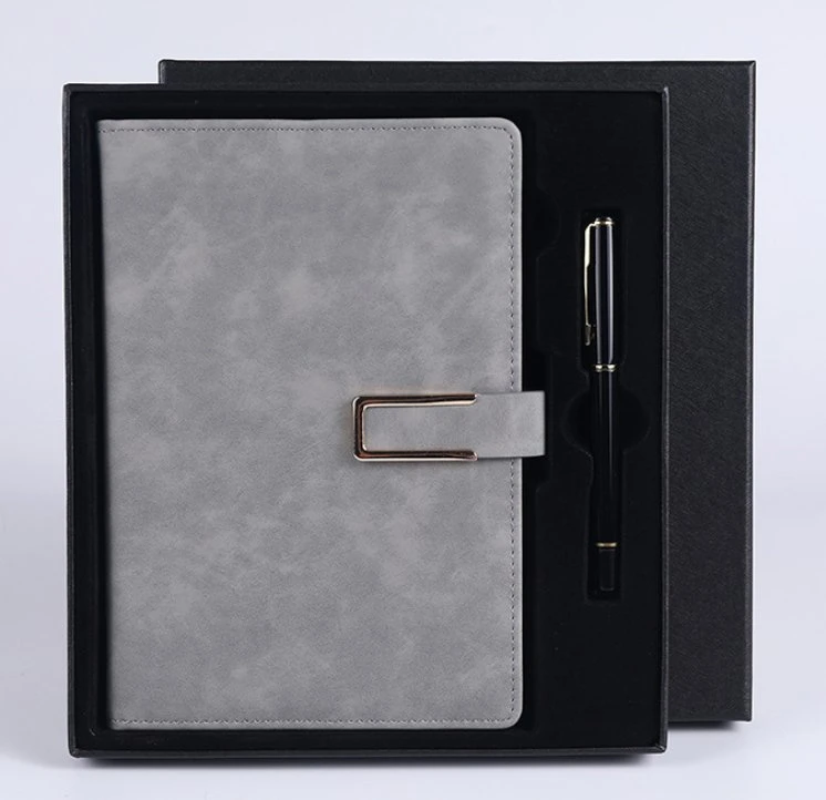 Custom Logo A5 Business Magnetic Buckle Stationery Gift Box Set Soft Leather Student Notebook