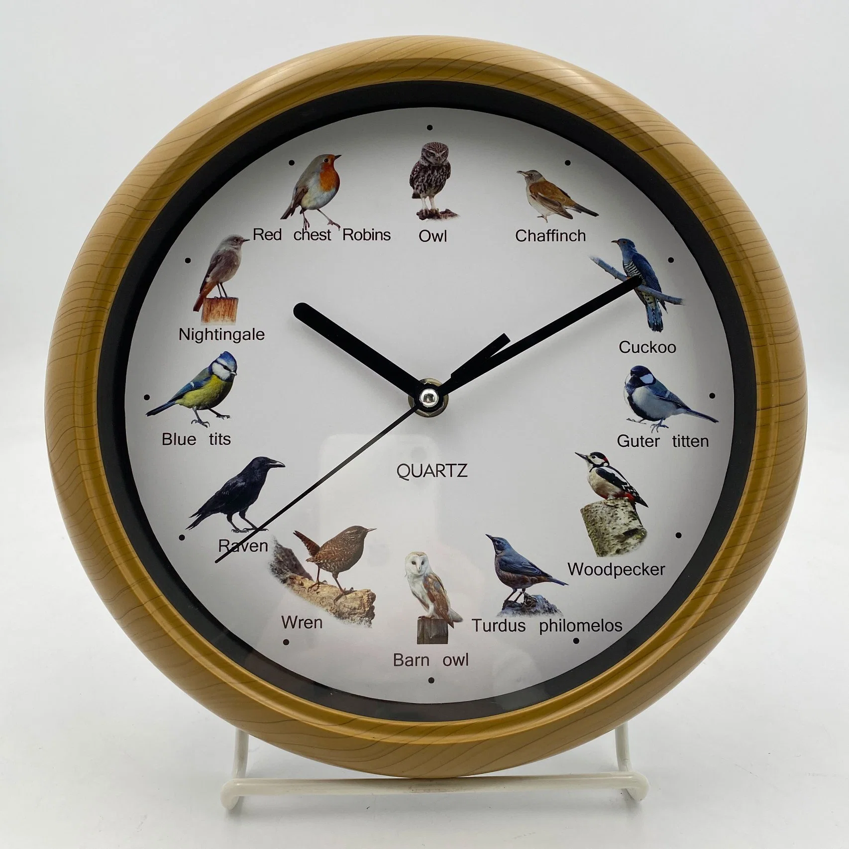 12 pulgadas pájaro cantando plástico Musical Reloj de pared Reloj de pared de la alarma de sonido de aves